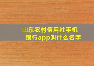 山东农村信用社手机银行app叫什么名字