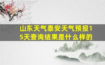 山东天气泰安天气预报15天查询结果是什么样的