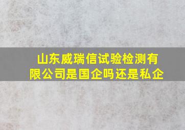 山东威瑞信试验检测有限公司是国企吗还是私企