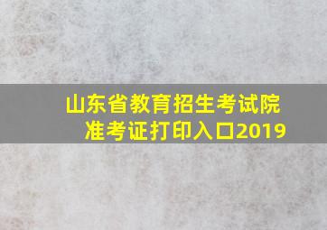 山东省教育招生考试院准考证打印入口2019