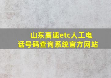 山东高速etc人工电话号码查询系统官方网站