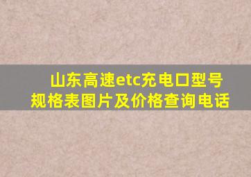 山东高速etc充电口型号规格表图片及价格查询电话