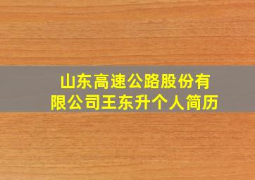 山东高速公路股份有限公司王东升个人简历