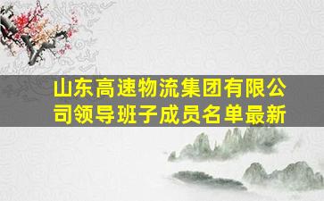 山东高速物流集团有限公司领导班子成员名单最新