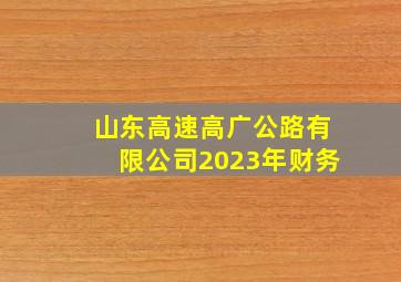 山东高速高广公路有限公司2023年财务