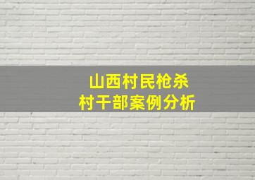 山西村民枪杀村干部案例分析