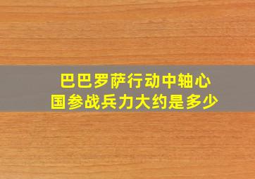 巴巴罗萨行动中轴心国参战兵力大约是多少