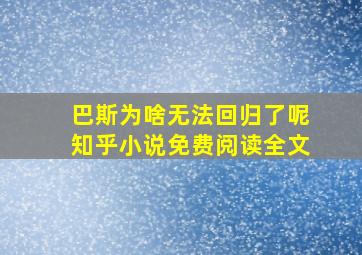 巴斯为啥无法回归了呢知乎小说免费阅读全文