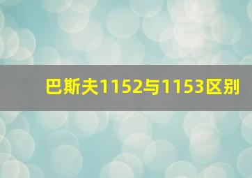 巴斯夫1152与1153区别