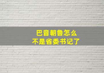 巴音朝鲁怎么不是省委书记了