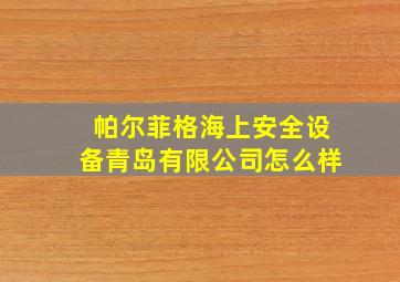 帕尔菲格海上安全设备青岛有限公司怎么样