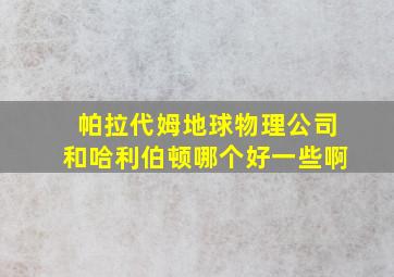 帕拉代姆地球物理公司和哈利伯顿哪个好一些啊