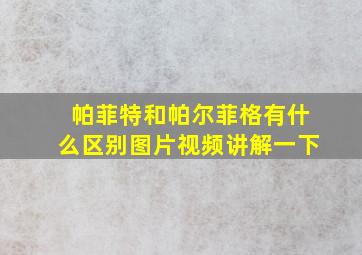 帕菲特和帕尔菲格有什么区别图片视频讲解一下