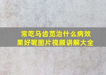 常吃马齿苋治什么病效果好呢图片视频讲解大全