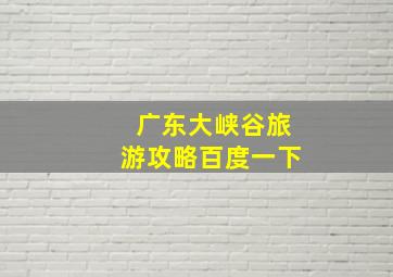 广东大峡谷旅游攻略百度一下