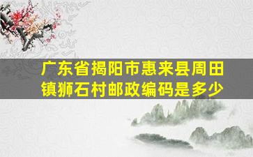 广东省揭阳市惠来县周田镇狮石村邮政编码是多少