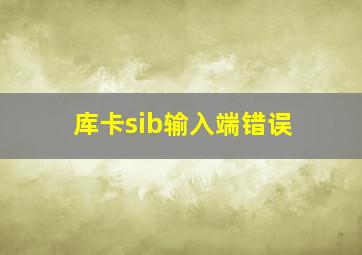 库卡sib输入端错误