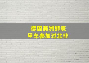 德国美洲狮装甲车参加过北非