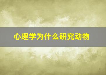 心理学为什么研究动物