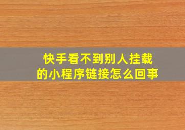 快手看不到别人挂载的小程序链接怎么回事