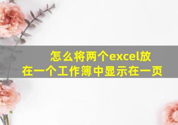 怎么将两个excel放在一个工作簿中显示在一页