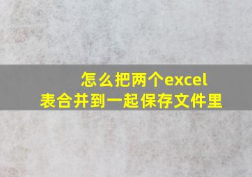 怎么把两个excel表合并到一起保存文件里