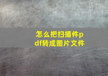 怎么把扫描件pdf转成图片文件