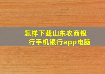 怎样下载山东农商银行手机银行app电脑