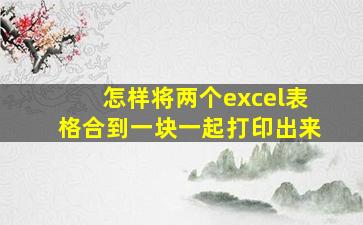 怎样将两个excel表格合到一块一起打印出来