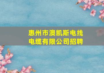 惠州市澳凯斯电线电缆有限公司招聘