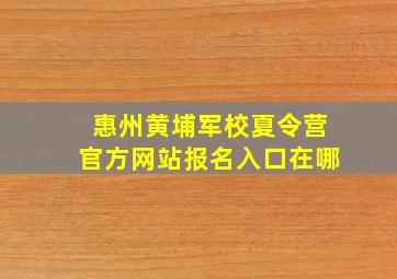 惠州黄埔军校夏令营官方网站报名入口在哪