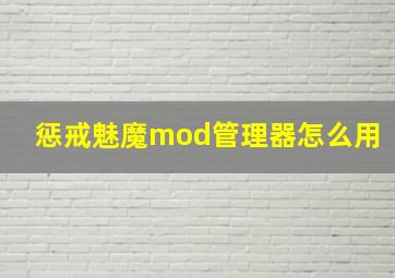 惩戒魅魔mod管理器怎么用