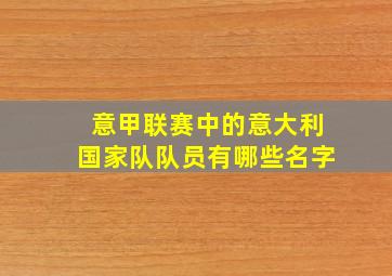 意甲联赛中的意大利国家队队员有哪些名字