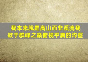 我本来就是高山而非溪流我欲于群峰之巅俯视平庸的沟壑