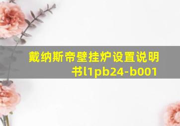 戴纳斯帝壁挂炉设置说明书l1pb24-b001