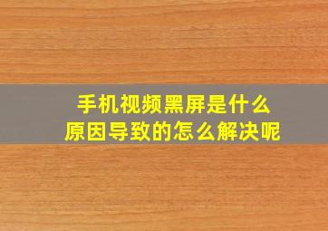 手机视频黑屏是什么原因导致的怎么解决呢