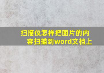 扫描仪怎样把图片的内容扫描到word文档上