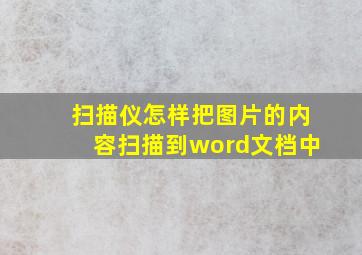 扫描仪怎样把图片的内容扫描到word文档中