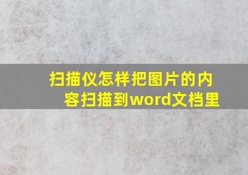 扫描仪怎样把图片的内容扫描到word文档里