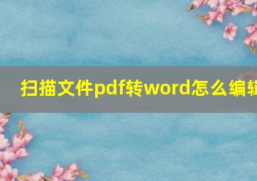 扫描文件pdf转word怎么编辑