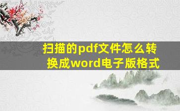 扫描的pdf文件怎么转换成word电子版格式