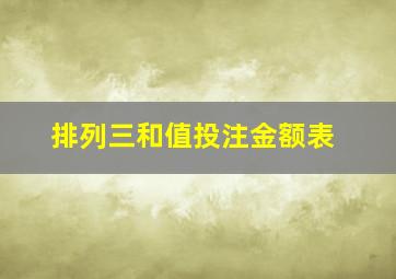 排列三和值投注金额表