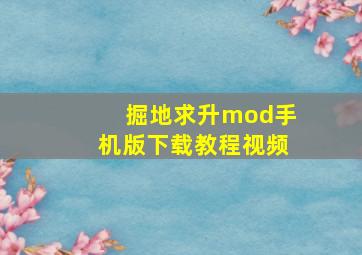 掘地求升mod手机版下载教程视频