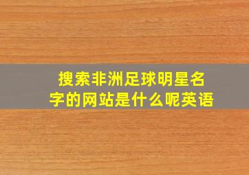 搜索非洲足球明星名字的网站是什么呢英语