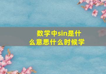 数学中sin是什么意思什么时候学