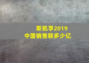 斯凯孚2019中国销售额多少亿