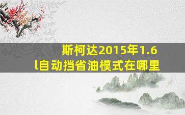 斯柯达2015年1.6l自动挡省油模式在哪里