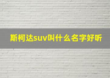 斯柯达suv叫什么名字好听