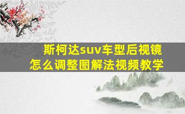 斯柯达suv车型后视镜怎么调整图解法视频教学