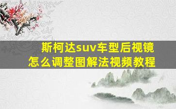 斯柯达suv车型后视镜怎么调整图解法视频教程